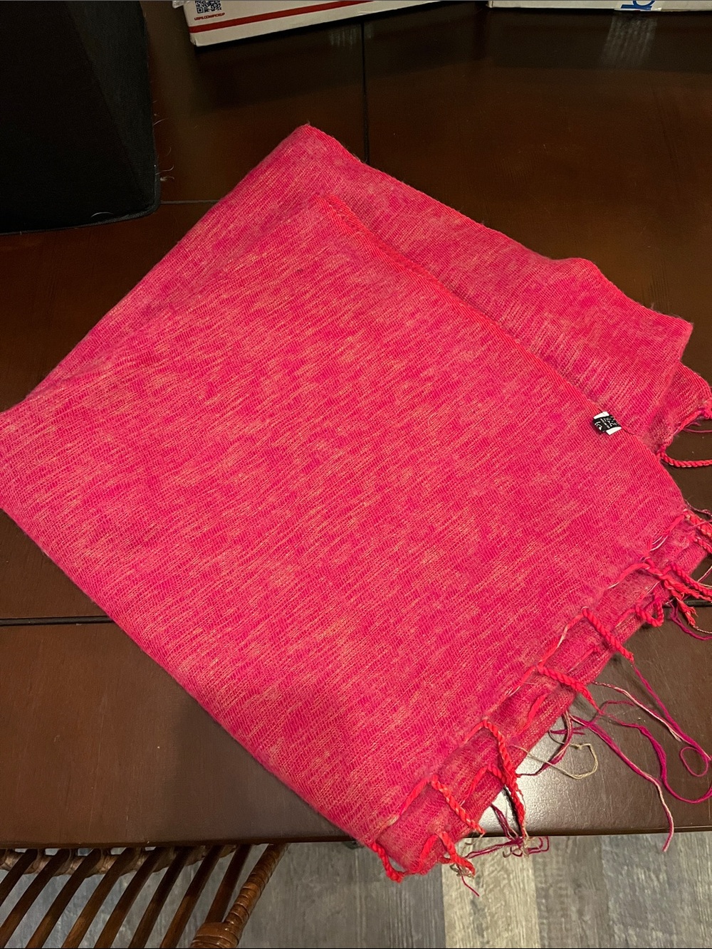 Bright Pink Fringe large shawl 100% wool from Nepal